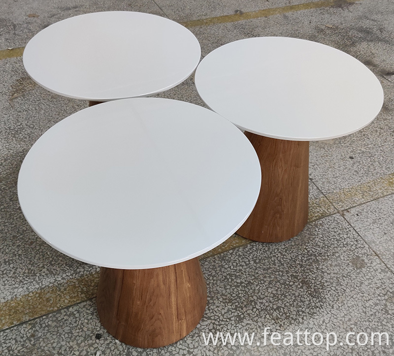 Simple design white round table top MDF veneer center coffee table